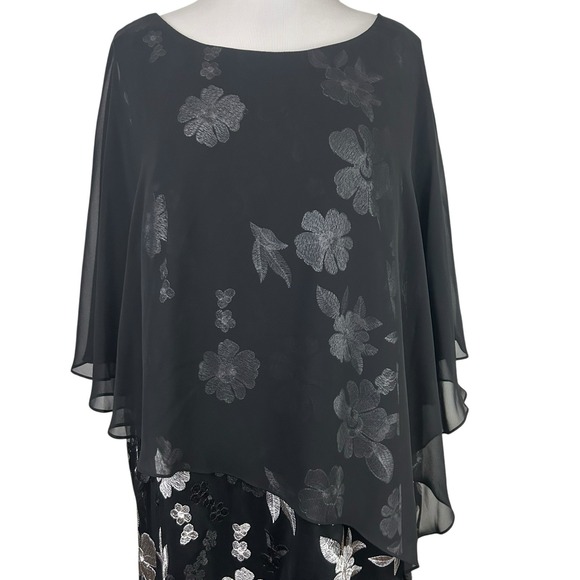 CONNECTED New Cocktail DRESS 24W Plus Black Lace Floral Sheer Embroidered Witchy - Picture 3 of 16